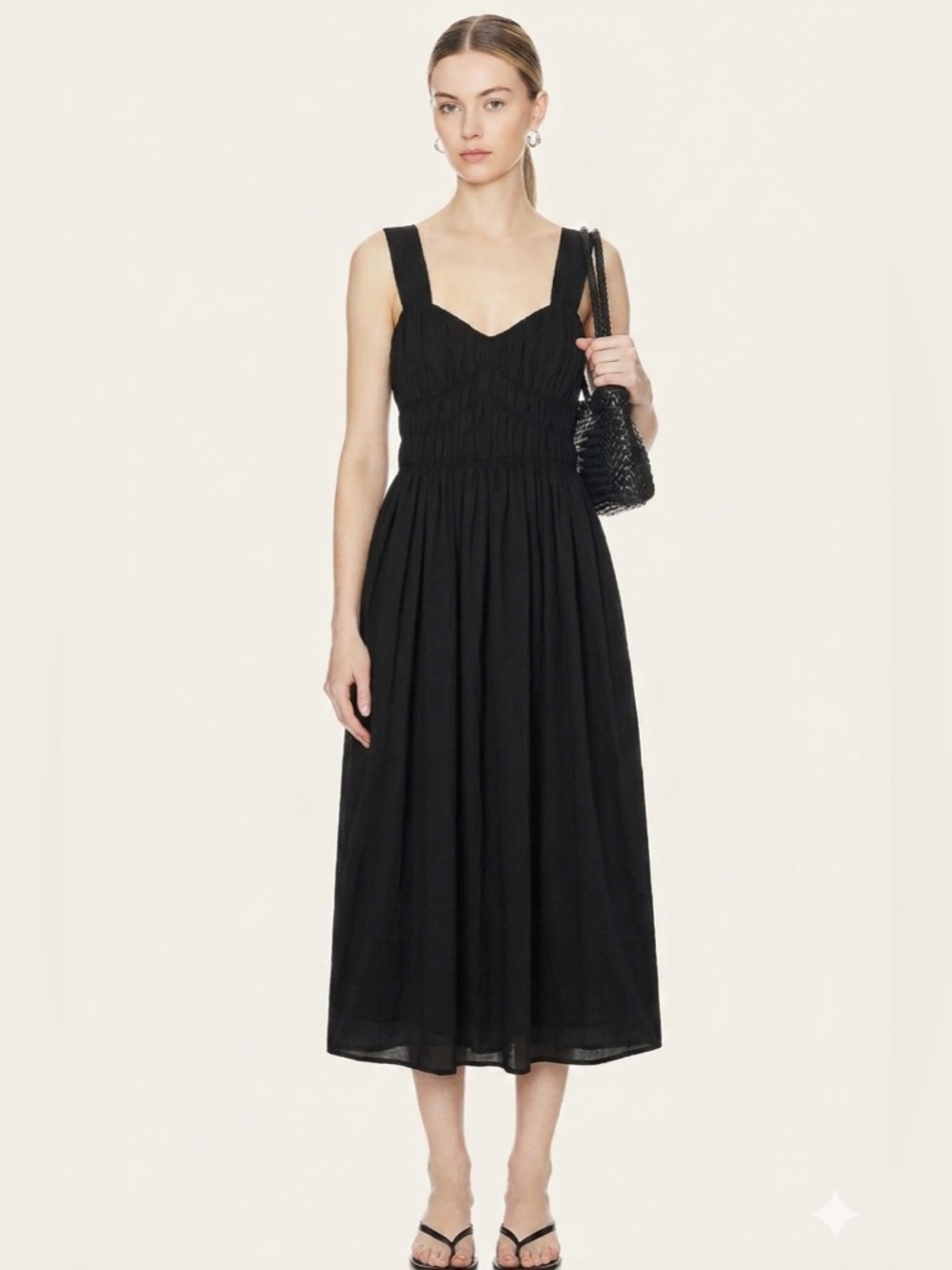 Burberry Black Sleeveless Midi Dress with Wide Straps NEW 2